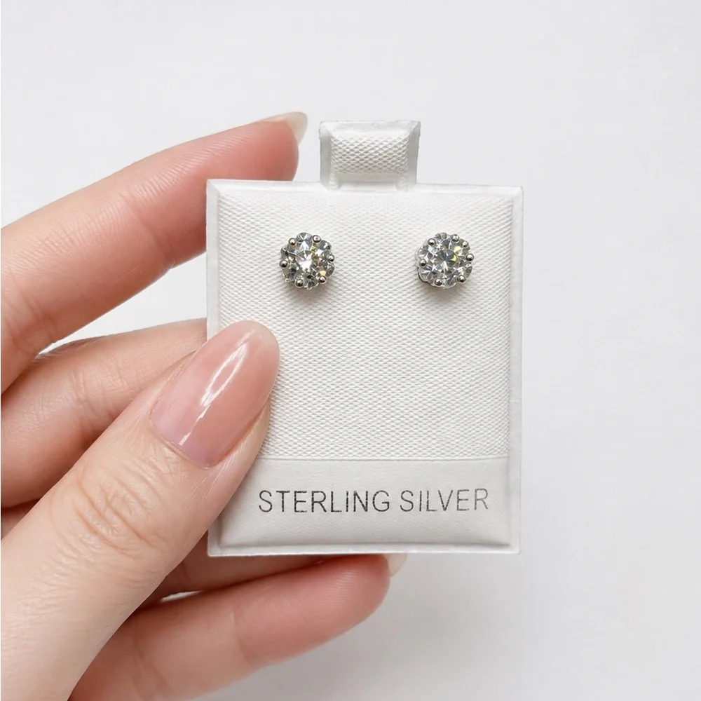 925 Sterling Silver 0.40CTW MOISSANITE Honeycomb Stud Earrings